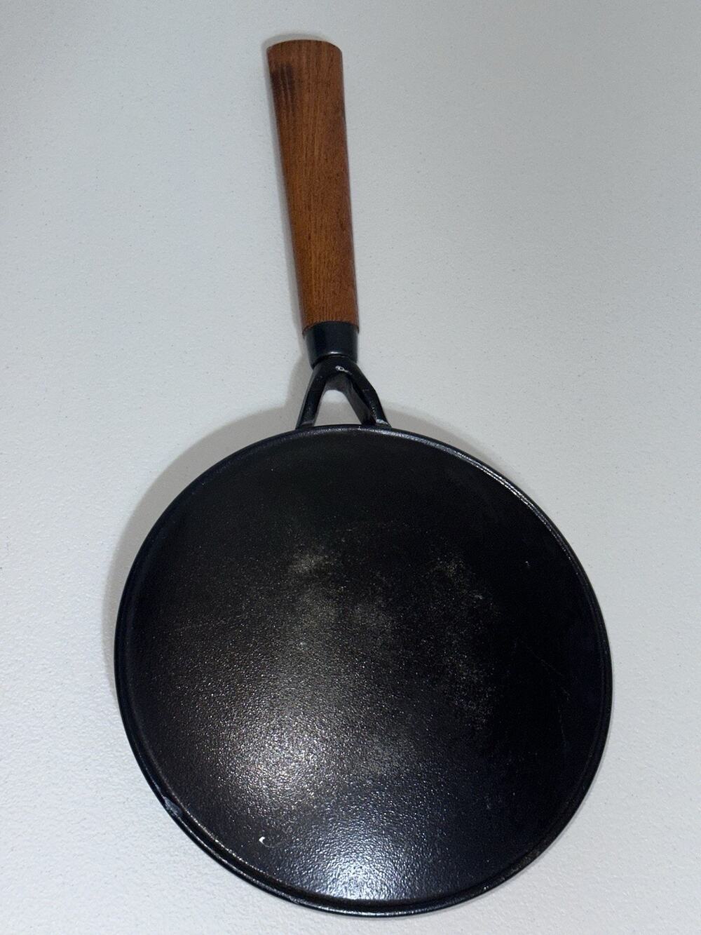 Vintage Creative Cookware 8" Cast Iron Crepe Maker Pan With Wood Handle
